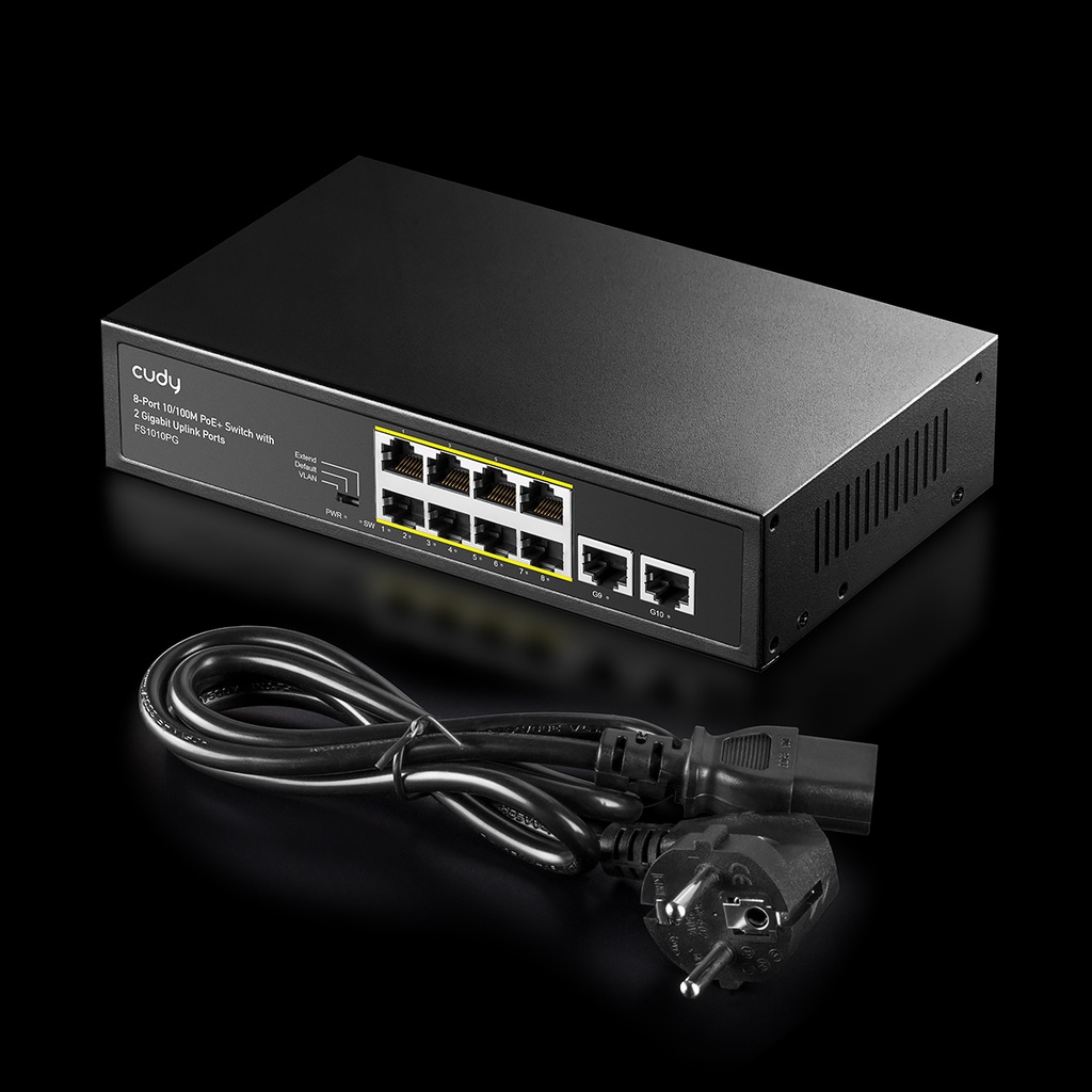 Cudy 8-Port 10/100M PoE+ Switch with 2 Gigabit Uplink Ports 120W FS1010PG