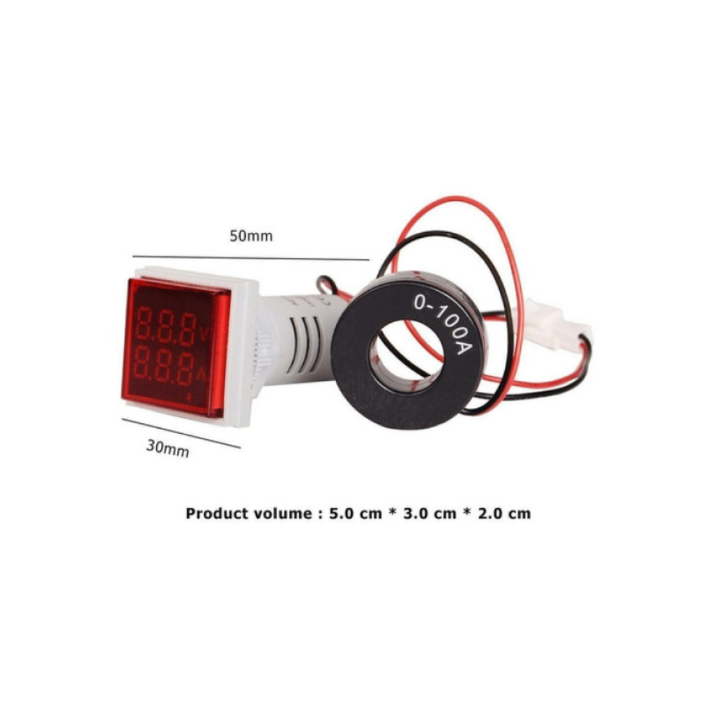 Ninuo Indicator Ammeter AD101-22VAMS 0~100A Max AC380 Red
