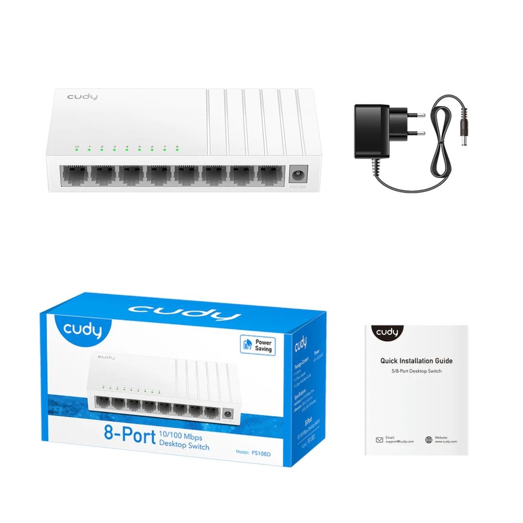Cudy 8-Port 10/100Mbps Desktop Switch, Model: FS108D