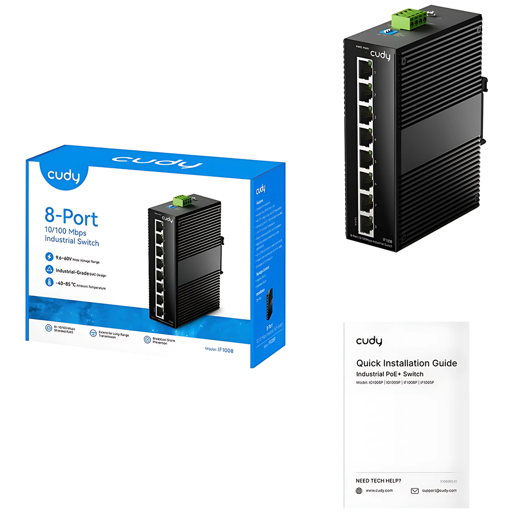 Cudy 8-Port 10/100M Industrial Switch Model: IF1008