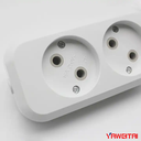 YAWEITAI 2 gang socket,16A 250V~ ABS cover + Retardant ABS base, copper contactor, White YW-5802