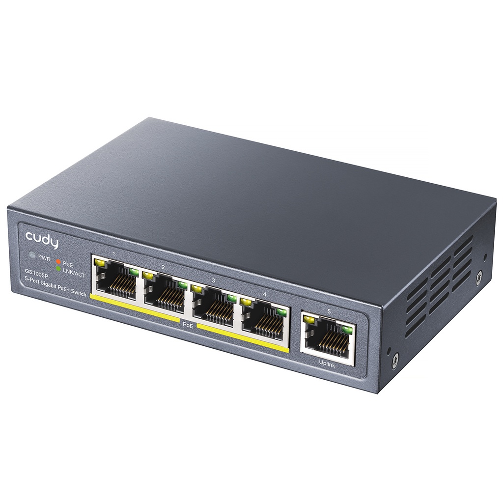 Cudy 5-Port Gigabit POE+ Switch, Model: GS1005P