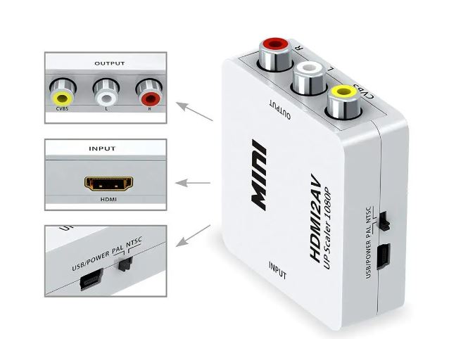 HD Video Converter Mini HDMI to AV UP Scaler 1080P