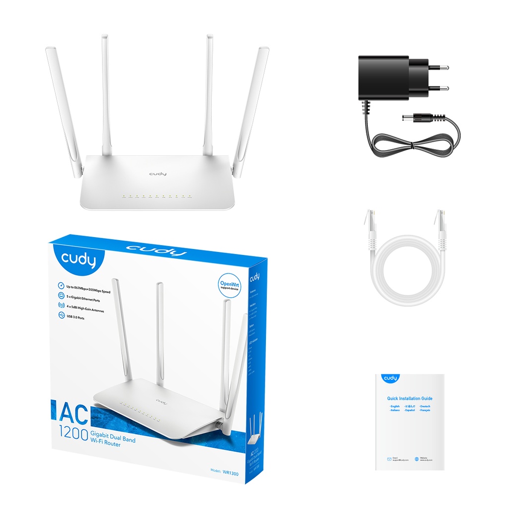 Cudy Gigabit Wi-Fi Mesh Router AC1200 WR1300