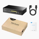 Cudy 5-Port Gigabit PoE+ Switch with 1 SFP Slot, Model: GS1005PTS1