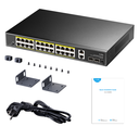 Cudy 24-Port Gigabit PoE+ Switch with 2 Uplink Gigabit Ports and 2 Gigabit SFP Ports, Model: GS1026PS2