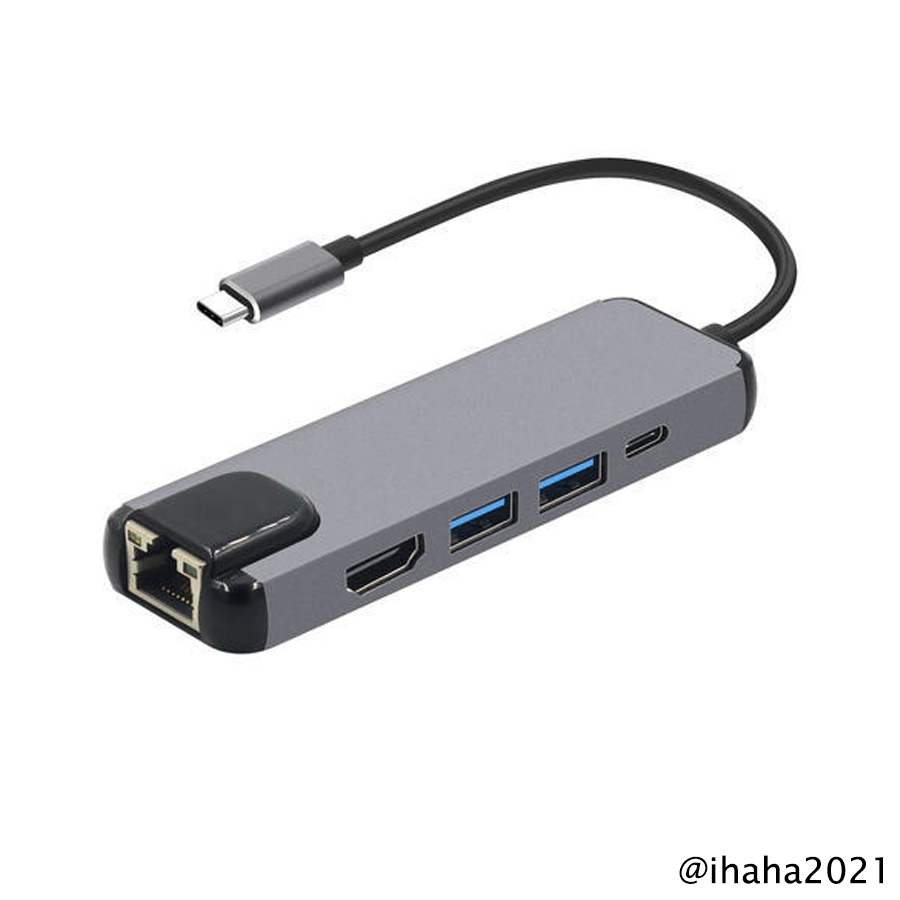 TYPE-C to HDTV 5 in 1 LAN+Type-C+USB3.0*2+HDTV