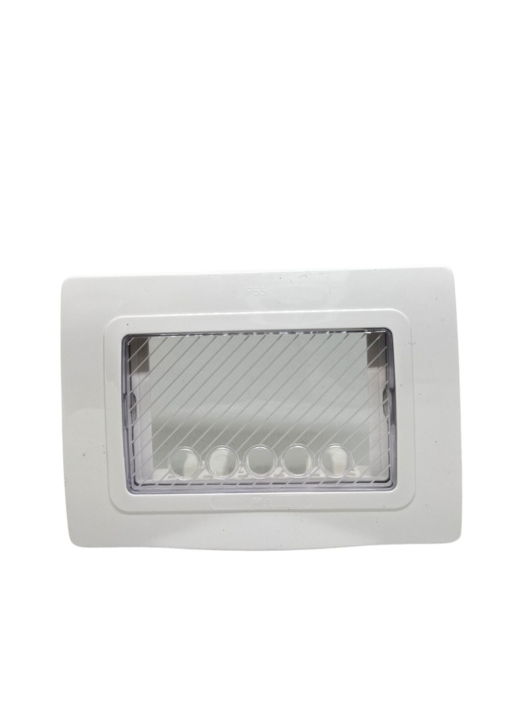 IP55 Plate + Soft White Cover RAL9010 - 3 Modules - 43SP03B