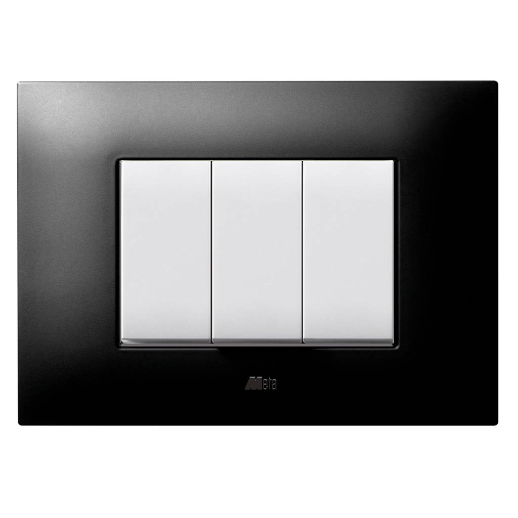 Moulded front plate Black - 3 Module - 43BP03NAL