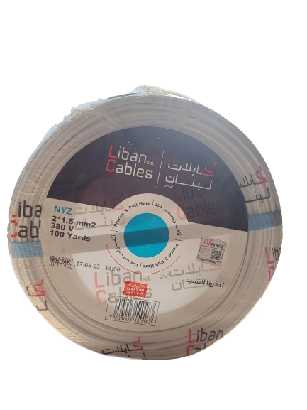Liban Cables NYZ 2x1,50 100YD شريط مبسط ابيض