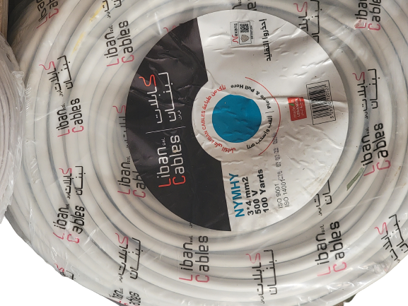 Liban Cables NYMHY 3x4 100YD شريط مبروم ابيض