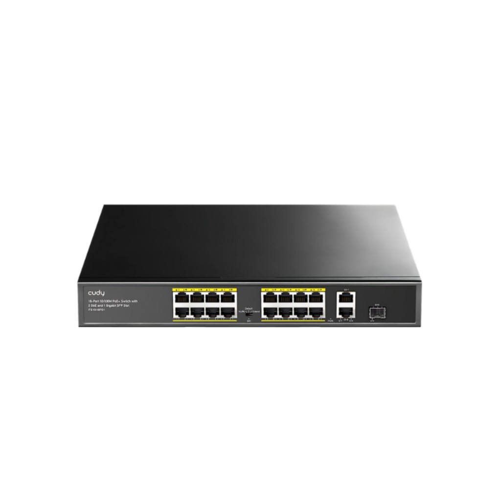 Cudy 16-Port 10/100M PoE+ Switch with 2GbE and 1 SFP Port, Model: FS1018PS1