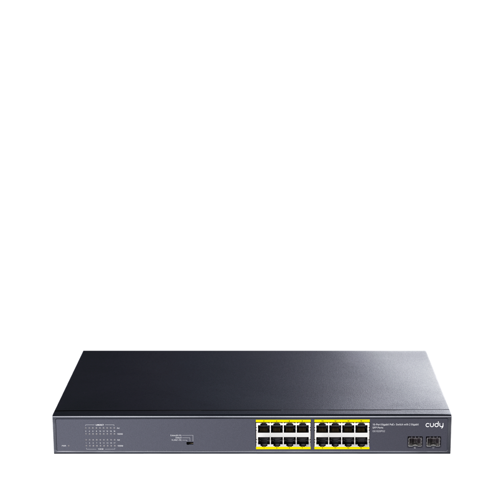 Cudy 16-Port Gigabit PoE+ Switch with 2 Gigabit SFP Ports, Model: GS1020PS2