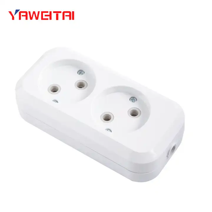 YAWEITAI 2 gang socket,16A 250V~ ABS cover + Retardant ABS base, copper contactor, White YW-5802