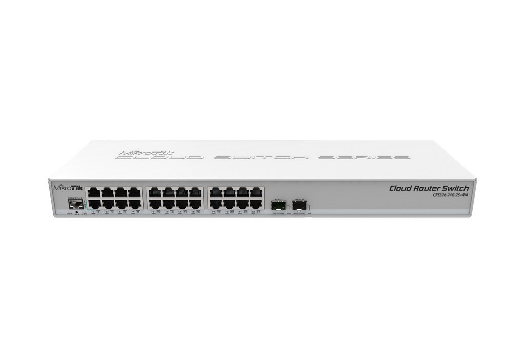 MikroTik 24 Gigabit port switch with 2 x SFP+ CRS326-24G-2S+RM