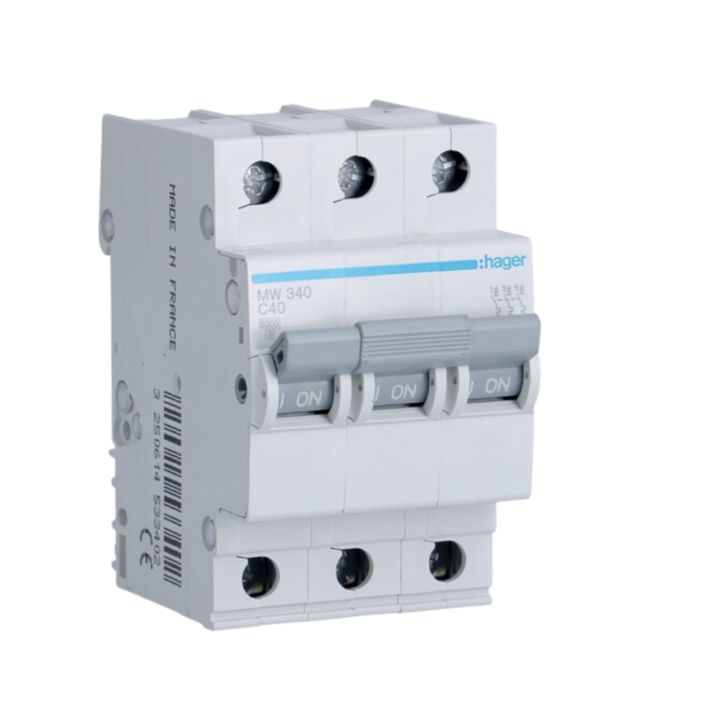 Hager MW340 MCB C 3x40A 3M 3KA  دجانتير مثلث هاجر