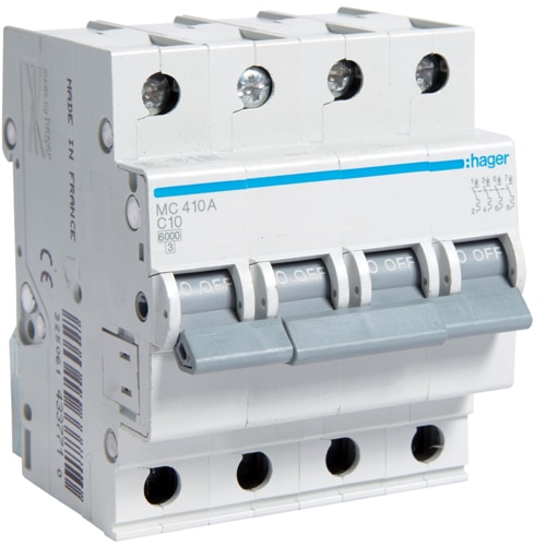 Hager MC410A MCB C 4x10A 4M 6KA  دجانتير مربع هاجر