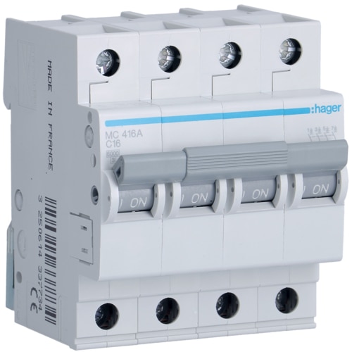 Hager MC416A MCB C 4x16A 4M 6KA  دجانتير مربع هاجر